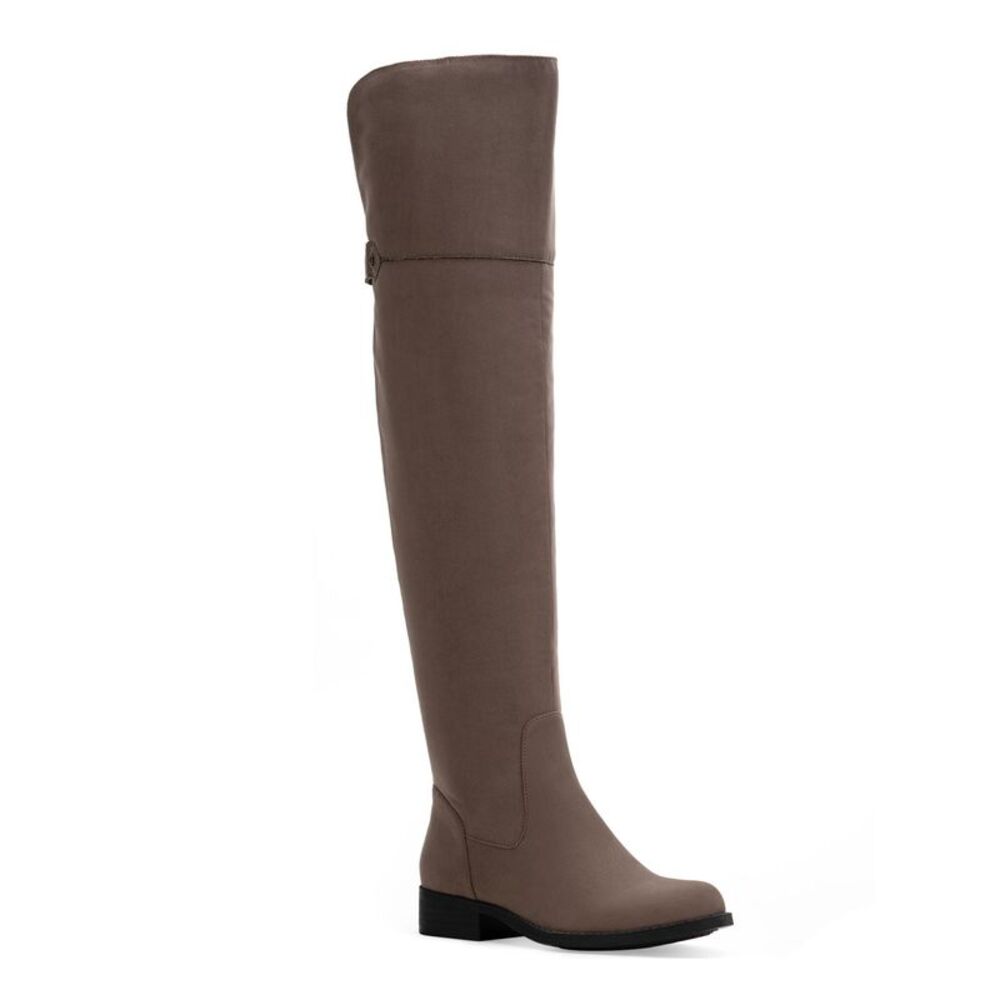 SUN STONE Womens Brown Wide Calf Allicce Round Toe Block Heel Riding Boot 5.5